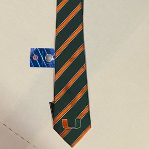 Miami Hurricanes Men's College University Gift Striped Green/orange Neck Tie NWT